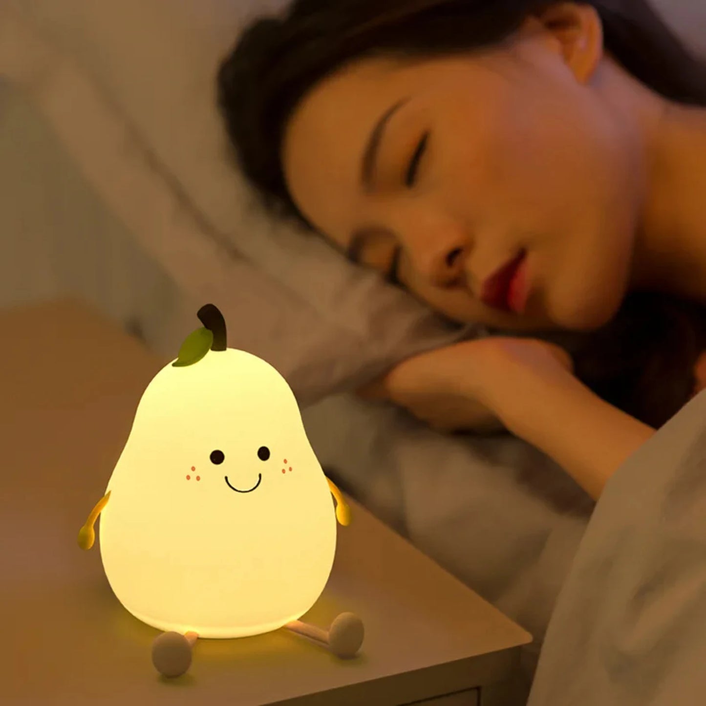 LED Night Light Pear Shaped USB Rechargeable Lamp