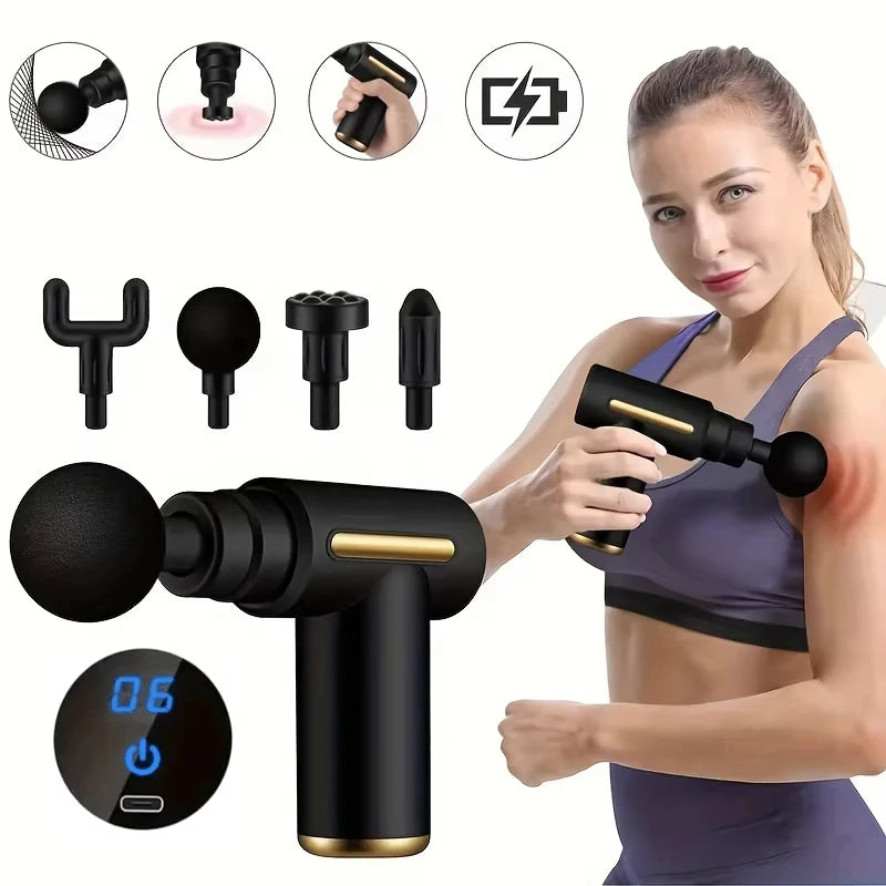 Portable Massage Gun Deep Tissue Massager Body Muscle Relaxation LED Touch Screen