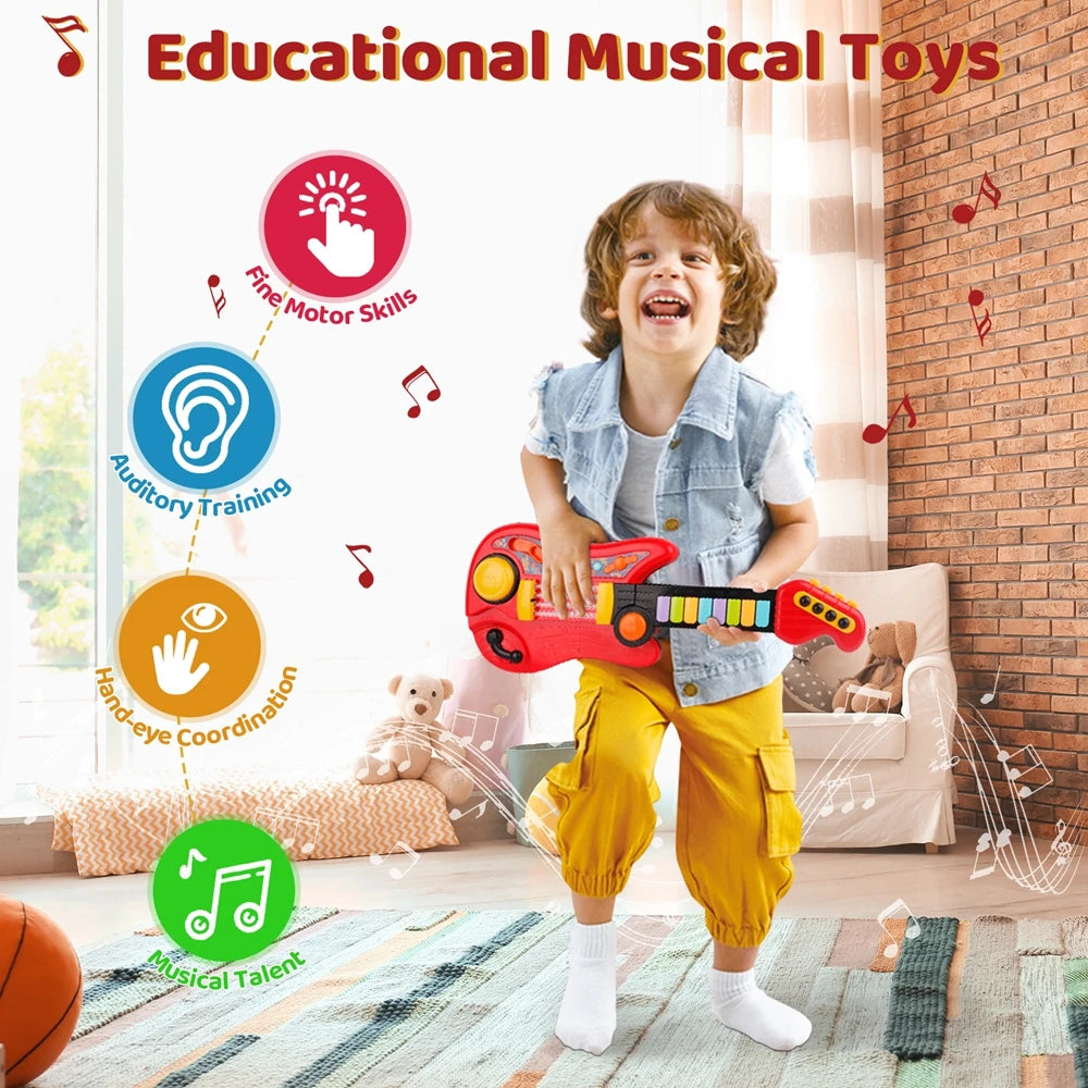 2 In 1 Electric Kids Guitar Piano Foldable Musical Instruments