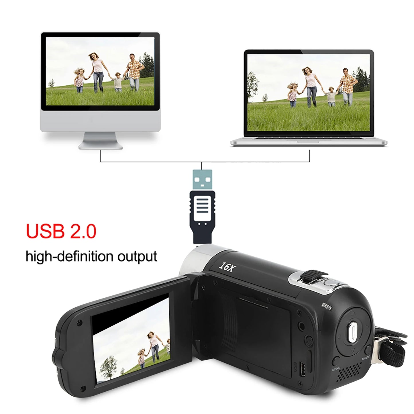 16X Digital Zoom 2.7 Inch Screen High Definition Camera Video Shooting Camcorder