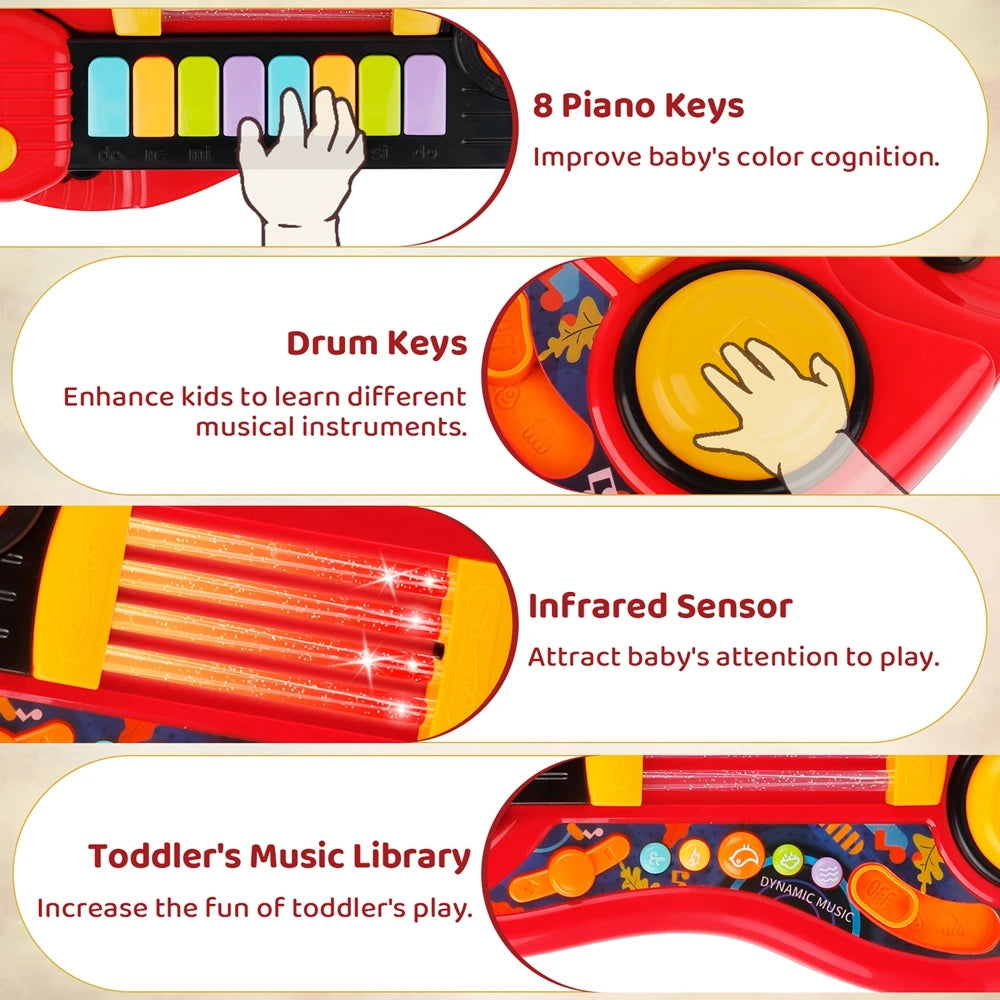 2 In 1 Electric Kids Guitar Piano Foldable Musical Instruments