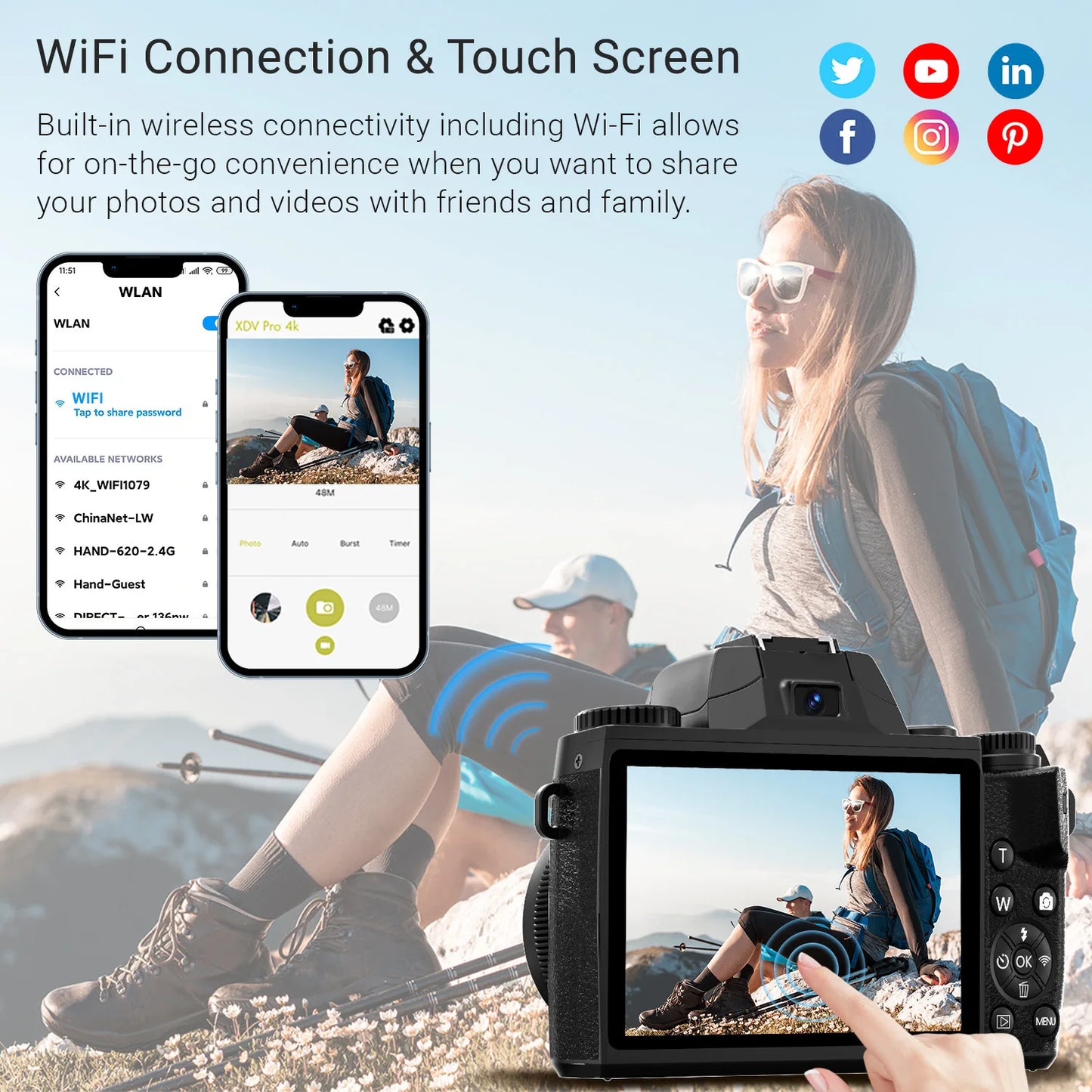 Digital Camera Vlogging Camera Front and Rear Camera Touch Screen