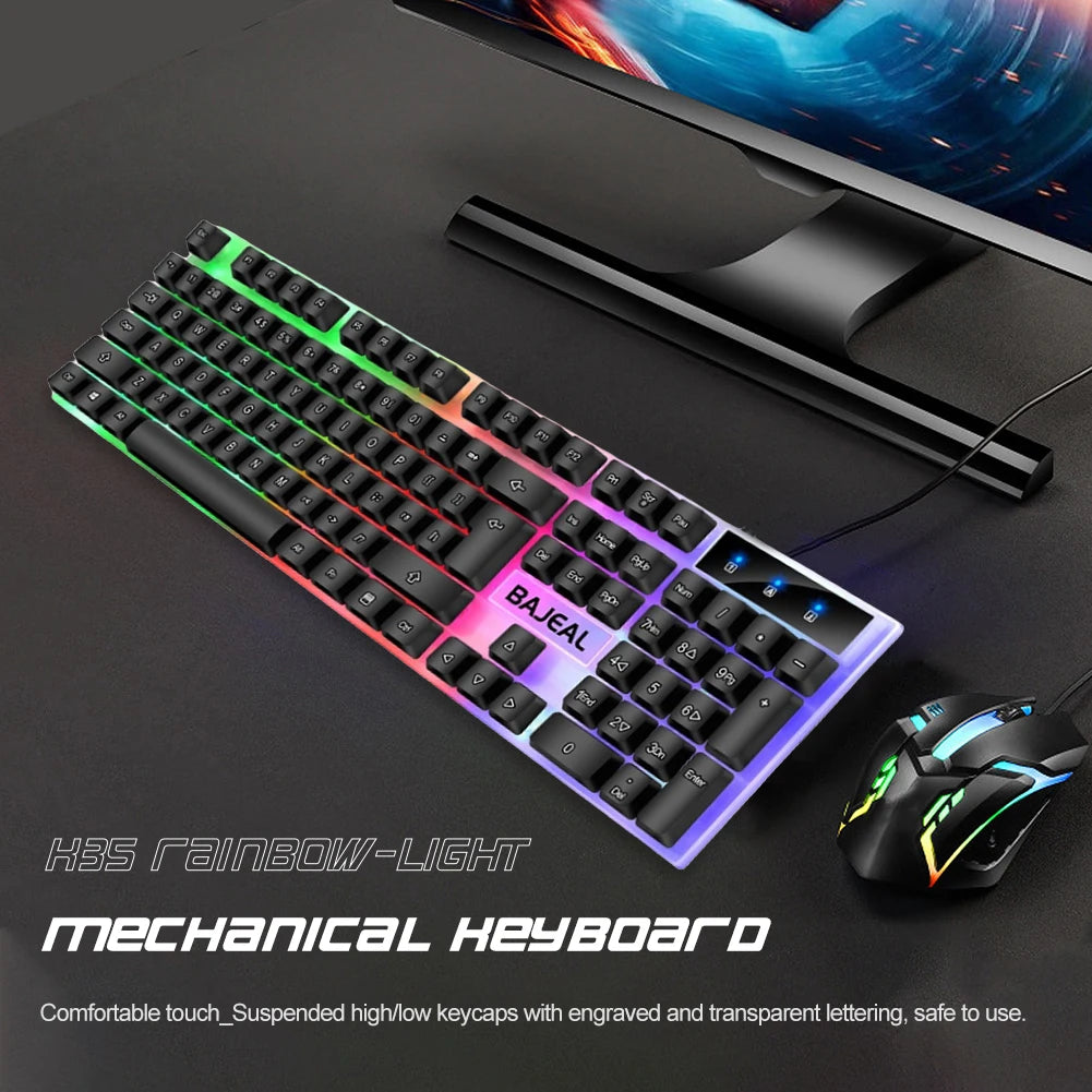RGB Gaming Keyboard 98 Keys USB Wired Seven Color Lights