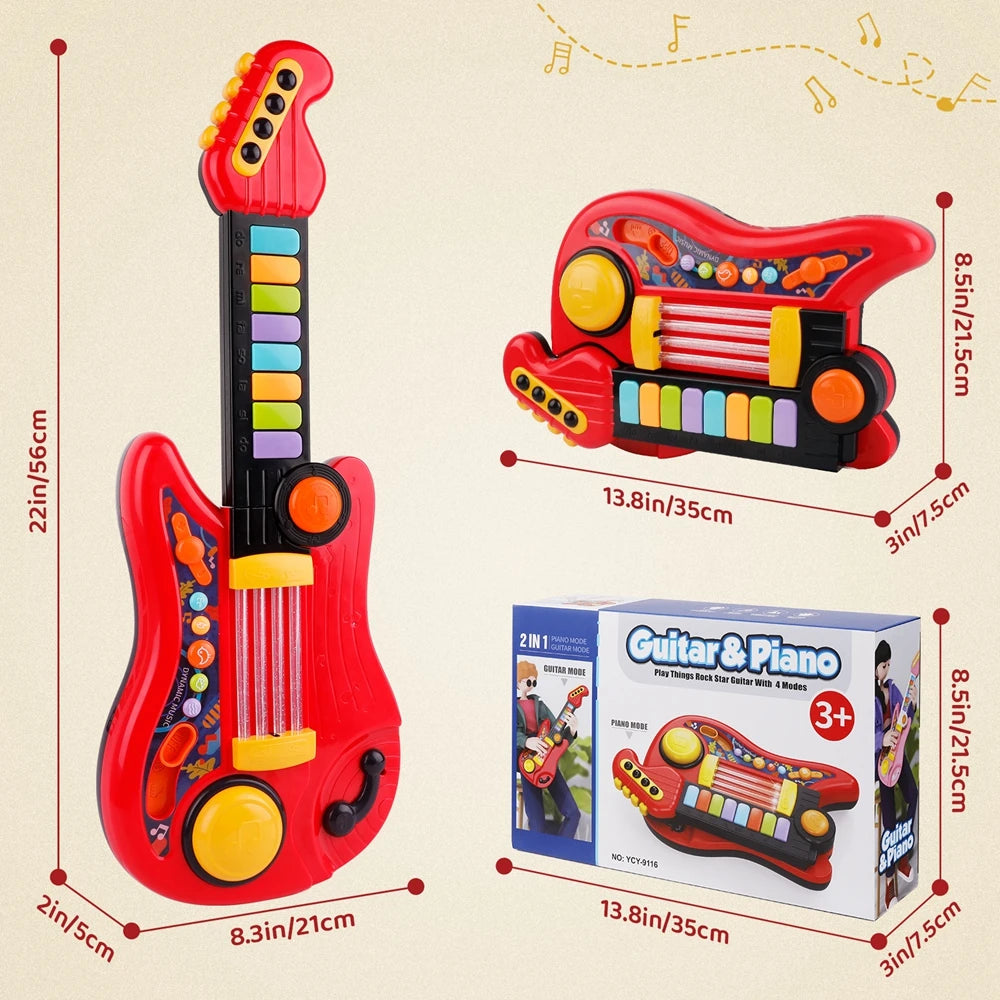 2 In 1 Electric Kids Guitar Piano Foldable Musical Instruments