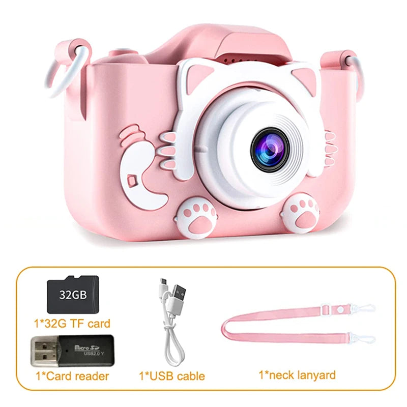 Kids Mini Digital Camera With Video Cartoon 32GB SD Card