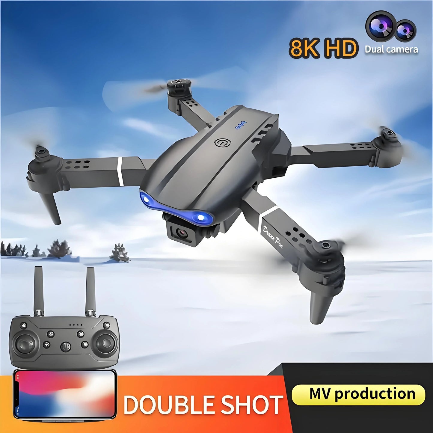 PRO RC Drone, HD Dual Camera Foldable Quadcopter