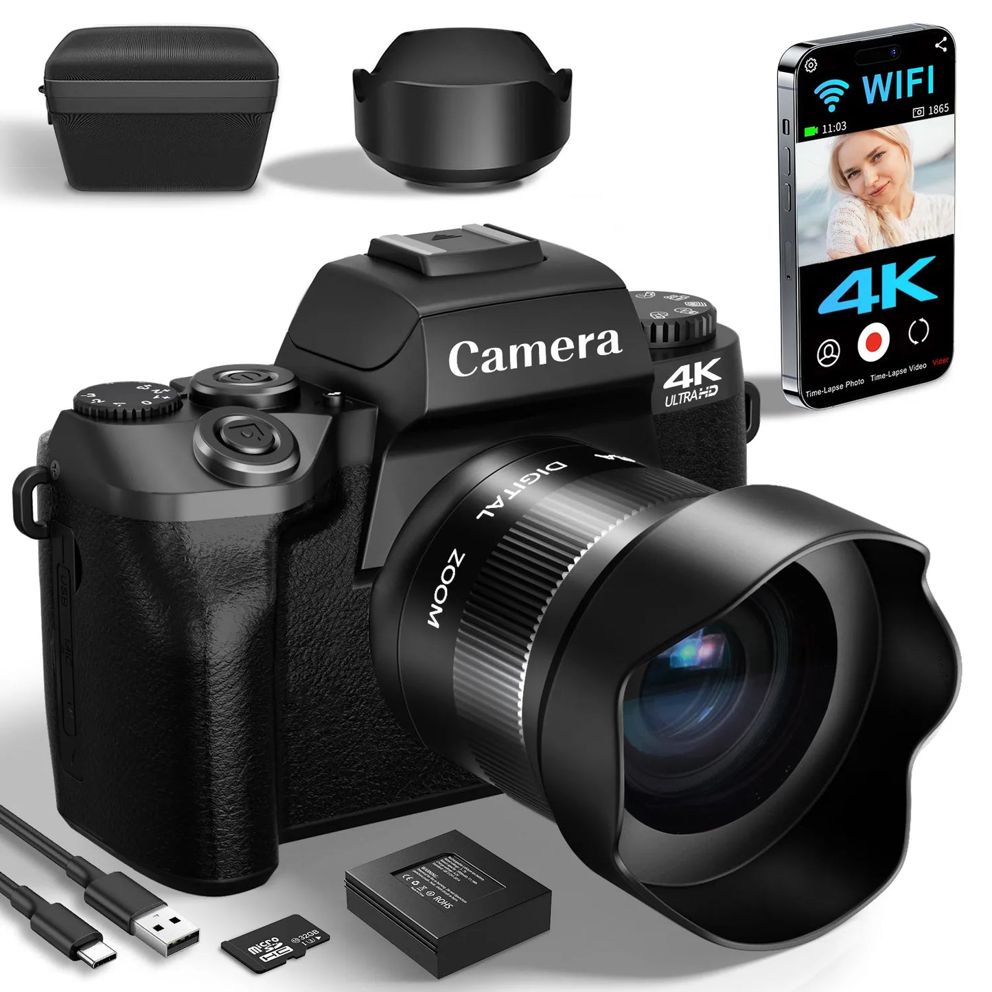 Digital Camera Vlogging Camera Front and Rear Camera Touch Screen