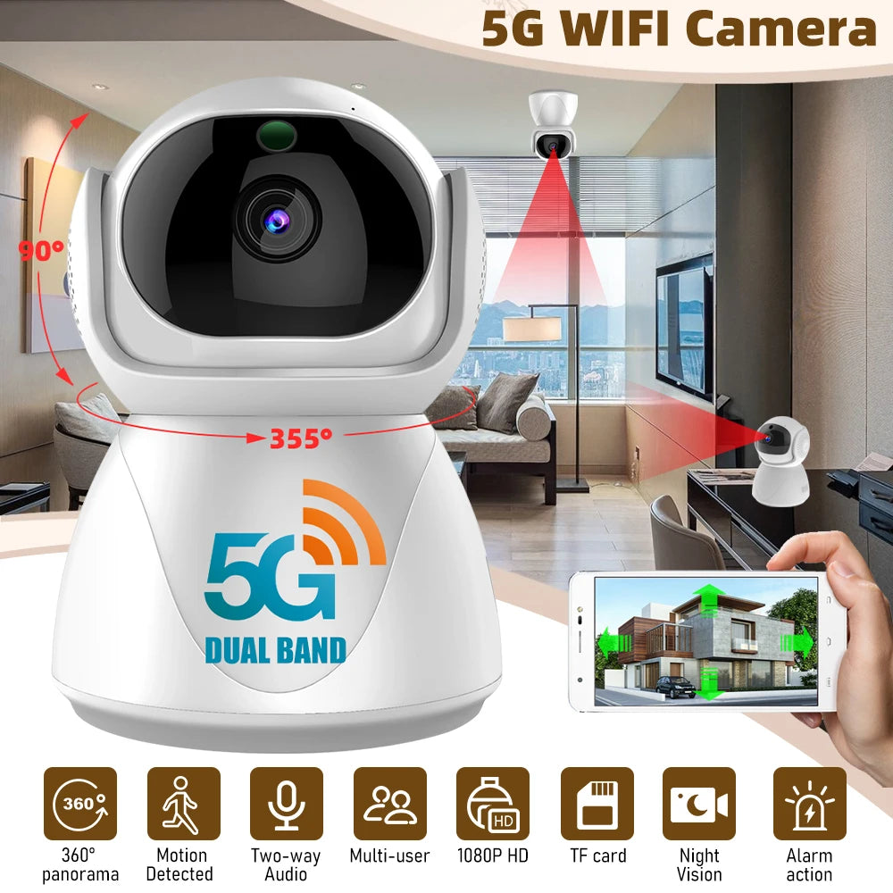 Indoor Wifi Security Camera dual-frequency Surveillance Night Vision