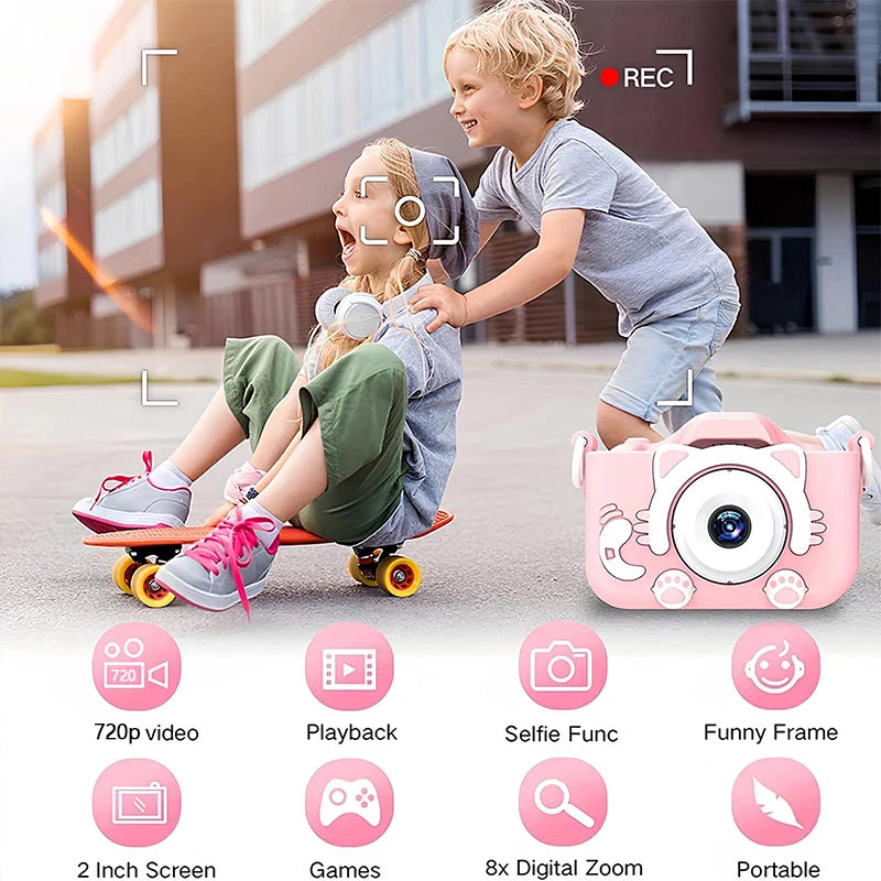 Kids Mini Digital Camera With Video Cartoon 32GB SD Card
