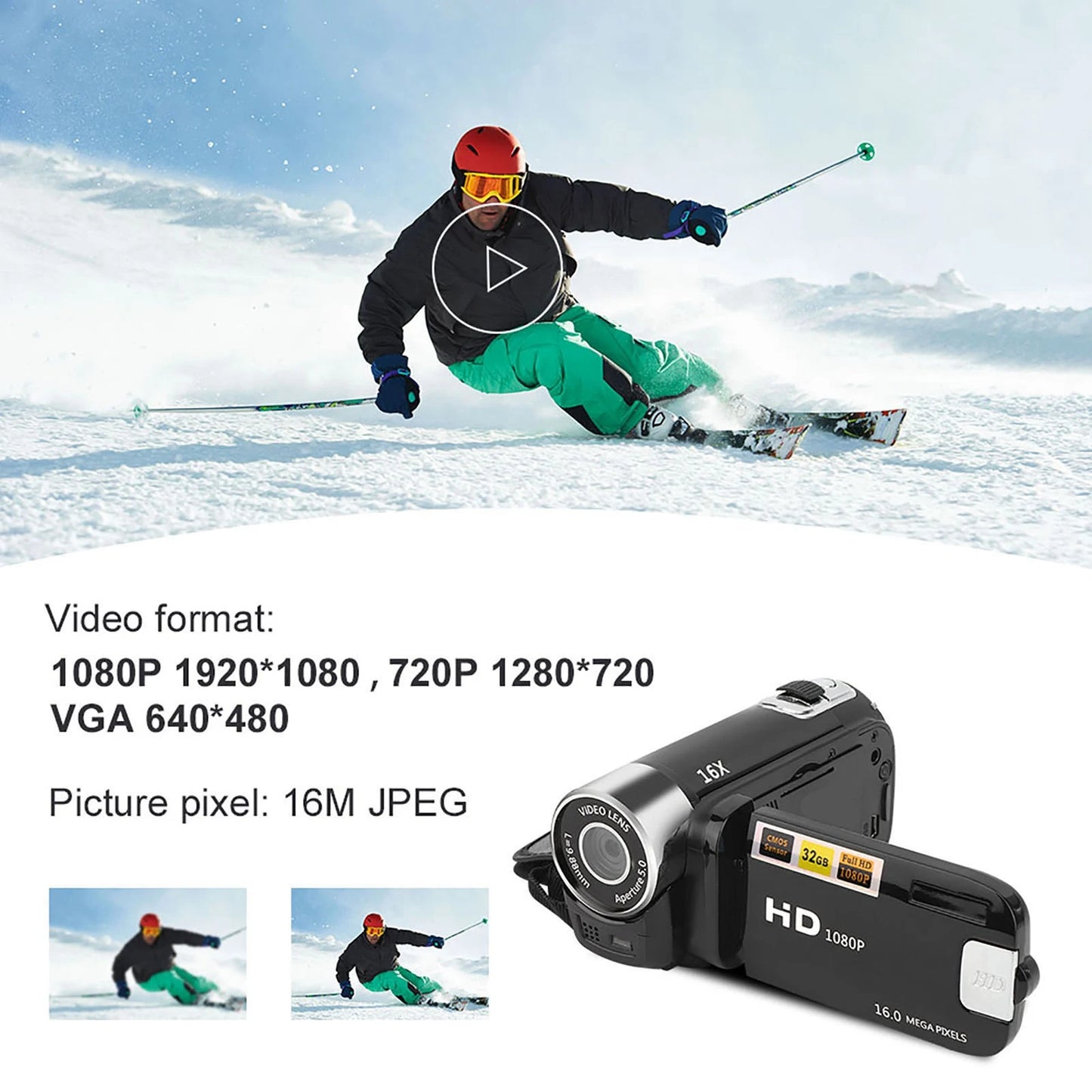 16X Digital Zoom 2.7 Inch Screen High Definition Camera Video Shooting Camcorder