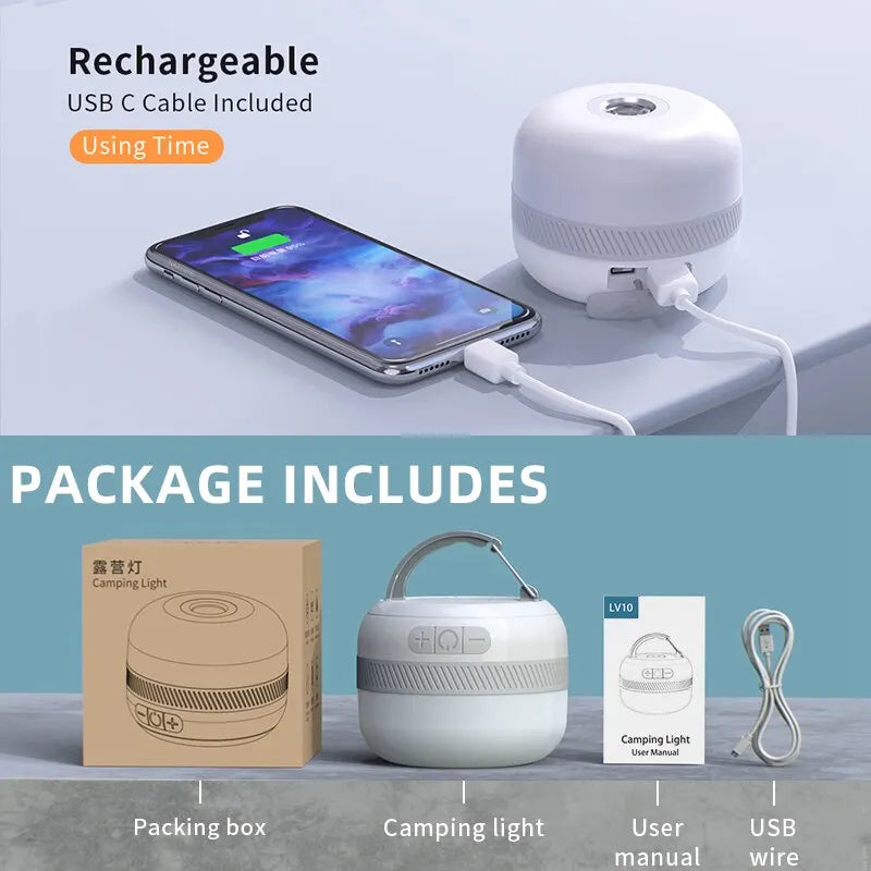 LV10 Camping Light USB C Rechargeable 5 Colors Flashlight