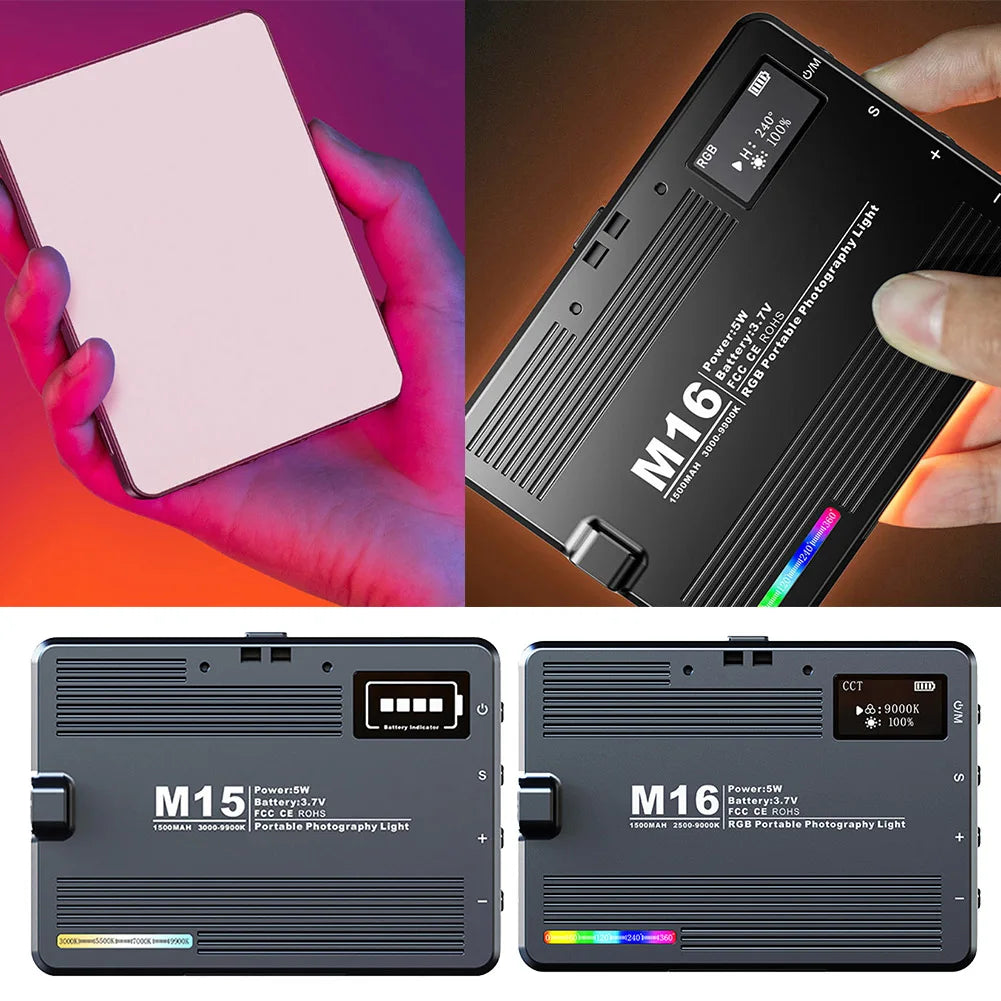 LED Video Light Photography Camera Lighting Panel Type-C Rechargeable
