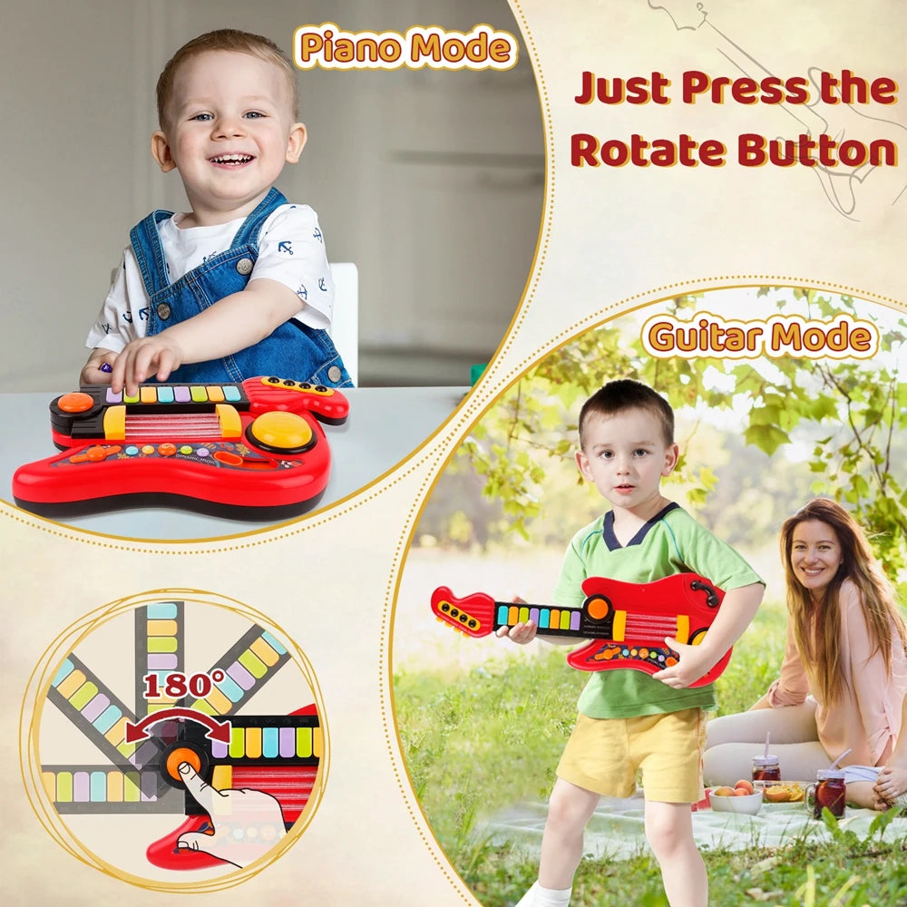 2 In 1 Electric Kids Guitar Piano Foldable Musical Instruments