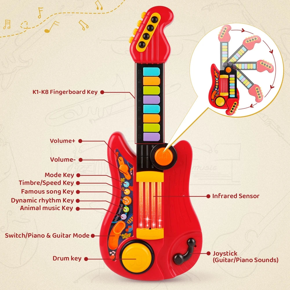 2 In 1 Electric Kids Guitar Piano Foldable Musical Instruments