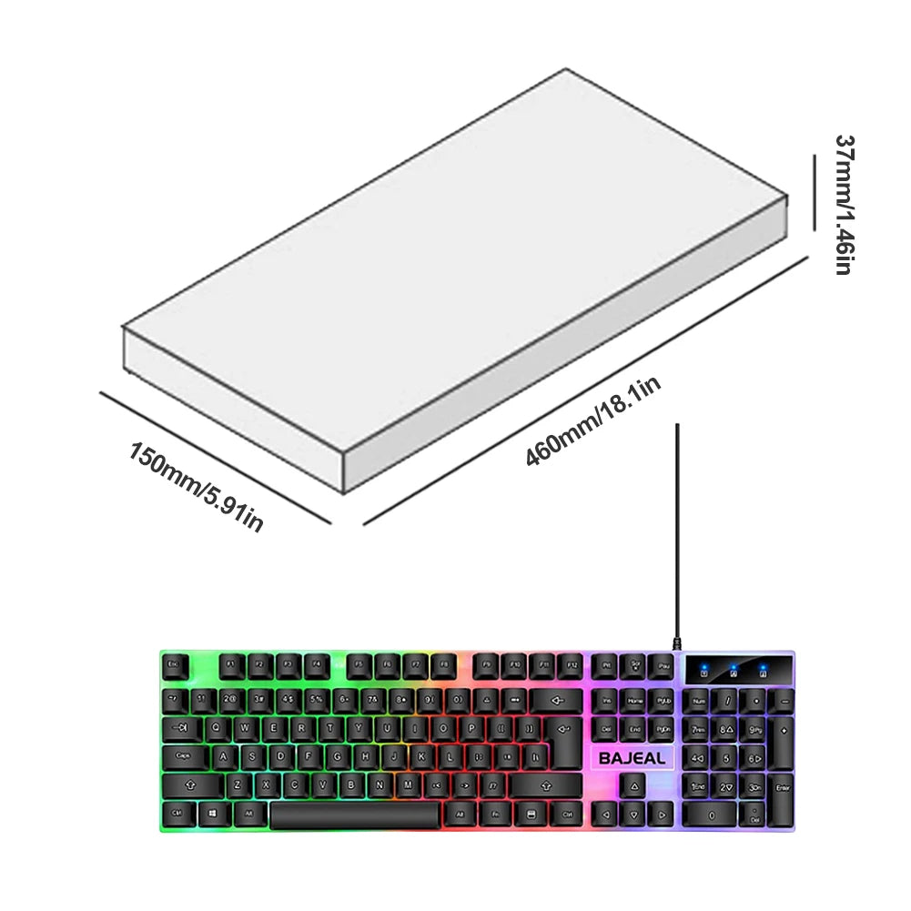 RGB Gaming Keyboard 98 Keys USB Wired Seven Color Lights