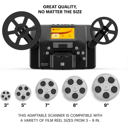 Kodak REELS 8mm & Super 8 Film Scanner & Converter, Slide Scanner  Big 5” Screen