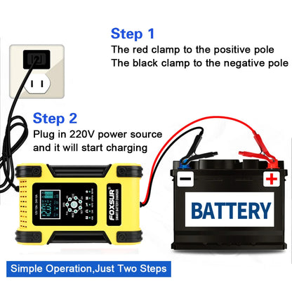 Motorcycle Car Battery Charger Digital LCD Display  12V/12A Lithium Iron Battery