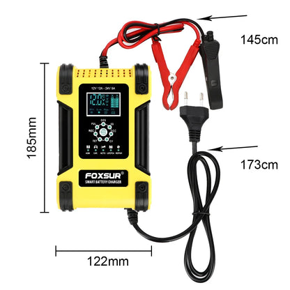 Motorcycle Car Battery Charger Digital LCD Display  12V/12A Lithium Iron Battery