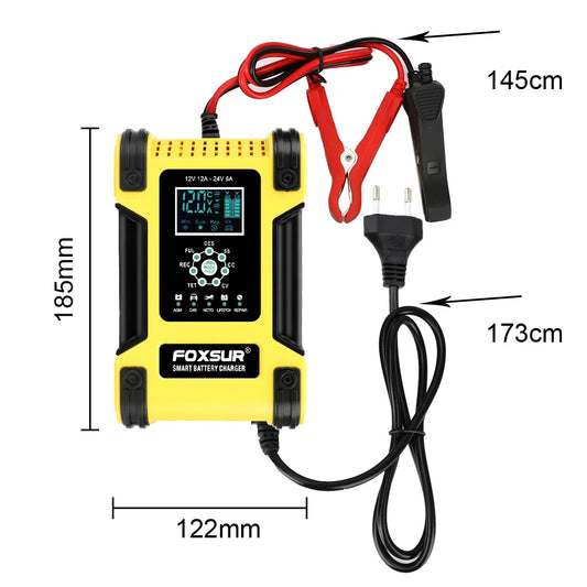Motorcycle Car Battery Charger Digital LCD Display  12V/12A Lithium Iron Battery