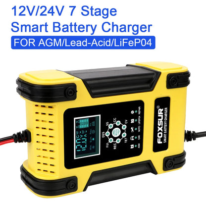 Motorcycle Car Battery Charger Digital LCD Display  12V/12A Lithium Iron Battery