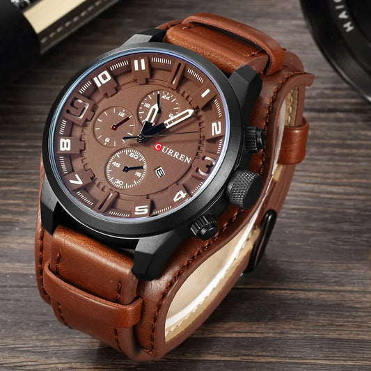 Luxury  Men Watch Leather Strap Quartz-Watch