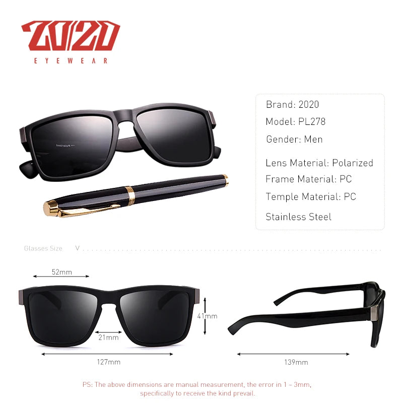 20/20 Classic Polarized Sunglass Glasses Driving Black Frame