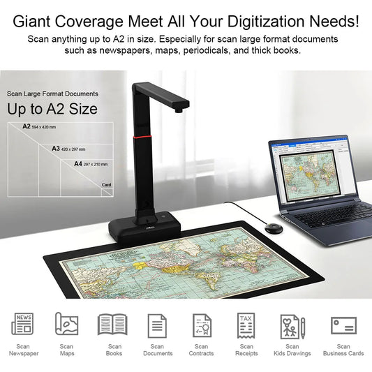 VIISAN Large Format Overhead Book & Document Scanner Multi-Language