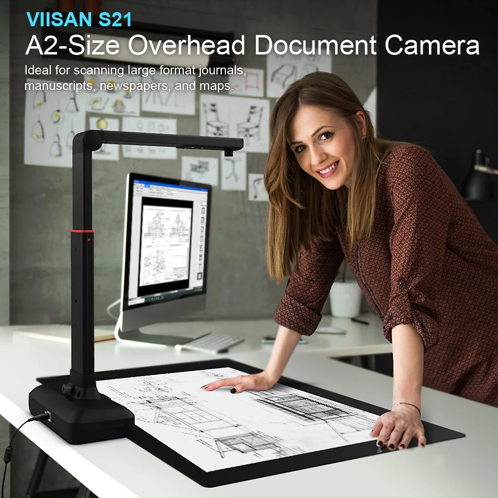 VIISAN Large Format Overhead Book & Document Scanner Multi-Language