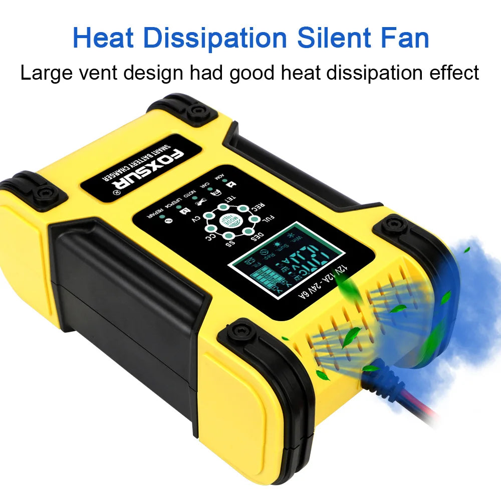 Motorcycle Car Battery Charger Digital LCD Display  12V/12A Lithium Iron Battery