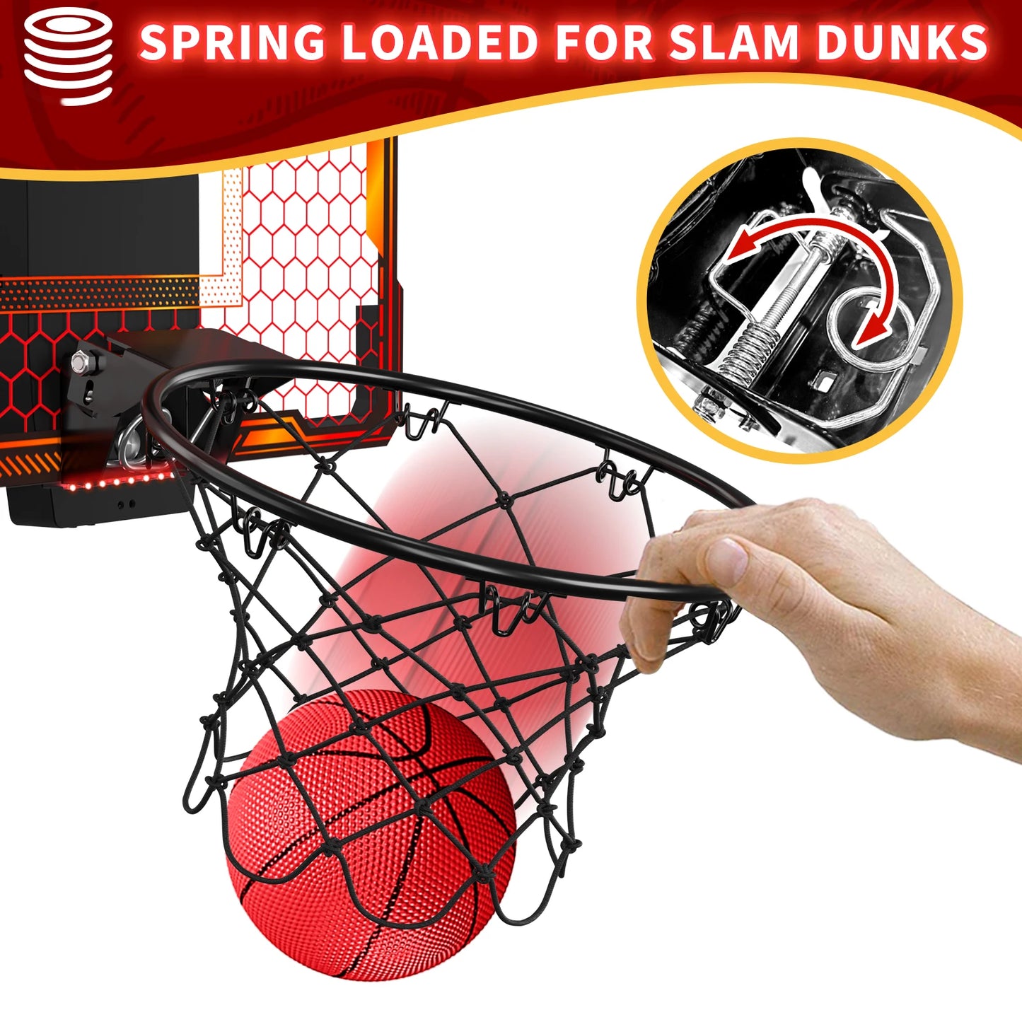 Remote Control Mini Basketball Hoop  Electronic Scoreboard 3 Modes, Foldable