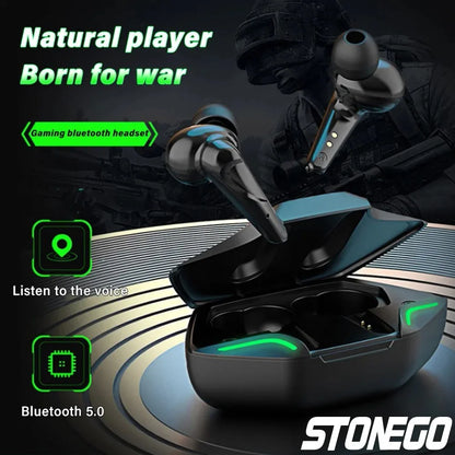 Sports Earbuds, Wireless Waterproof Noise-Cancelling Charging Case, for Gaming and Music