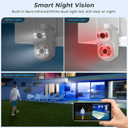 Wifi Security Camera Dual Lens Dual Screens Surveillance Camera