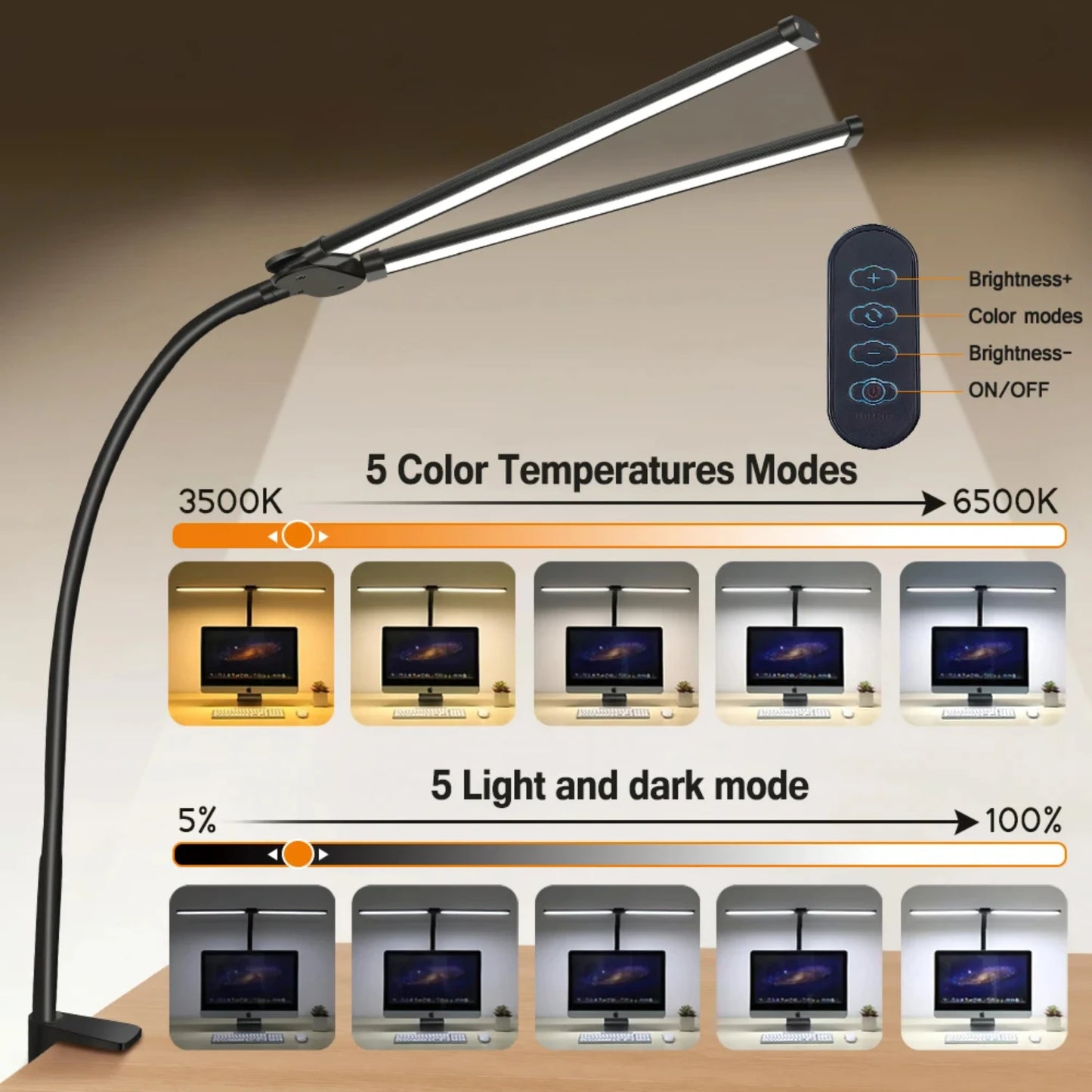 LED Desk Lamp Dimmable USB Reading Light