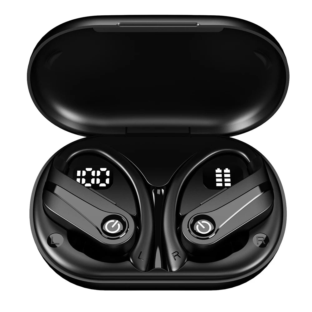 Bluetooth Wireless Earbuds Mic Waterproof Earphones with Hooks