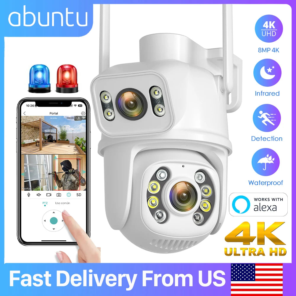 Wifi Security Camera Dual Lens Dual Screens Surveillance Camera