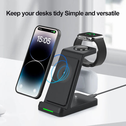 Three-in-one mobile phone wireless charger earphone watch holder