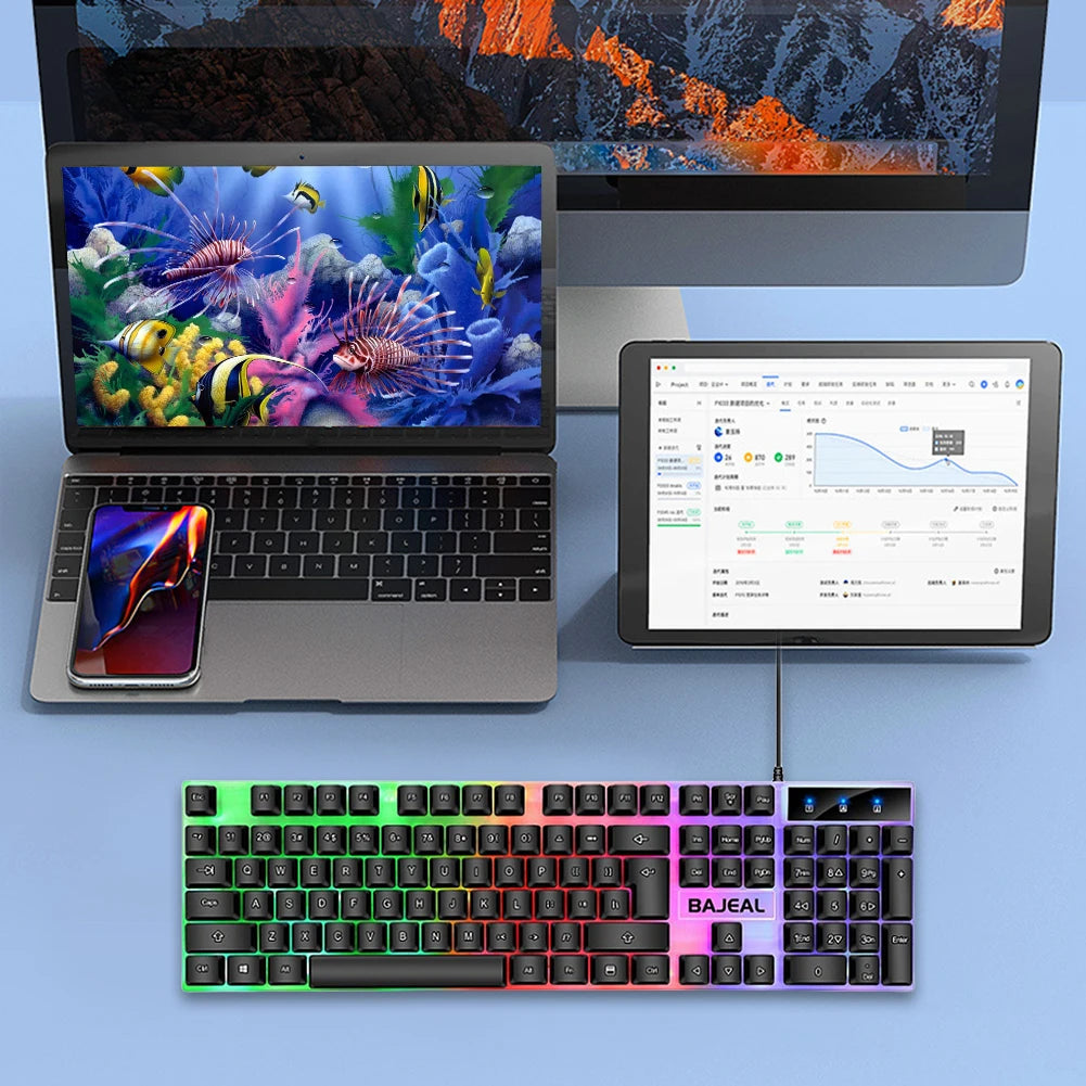 RGB Gaming Keyboard 98 Keys  USB Wired  Seven Color Lights