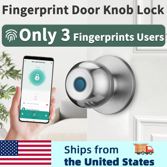 Fingerprint Door Lock Bedroom Biometric Door Knob Lock App Control