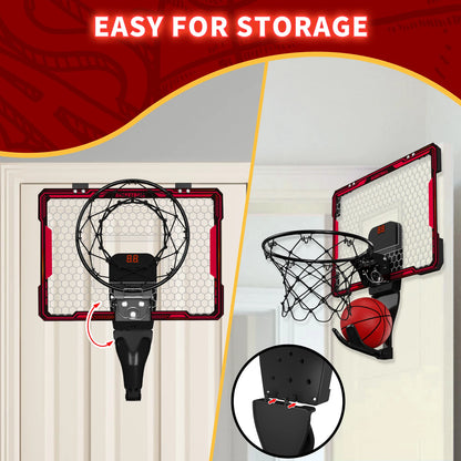 Remote Control Mini Basketball Hoop  Electronic Scoreboard 3 Modes, Foldable