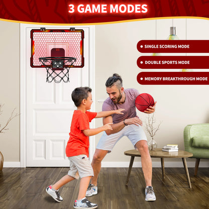 Remote Control Mini Basketball Hoop  Electronic Scoreboard 3 Modes, Foldable