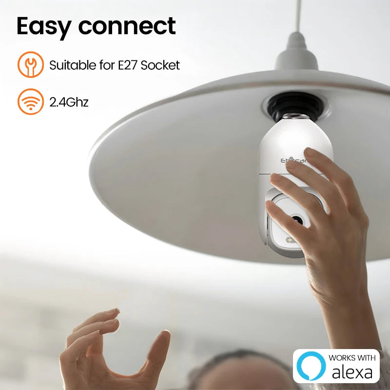 Bulb Camera Night Vision  Home Security Surveillance Camera