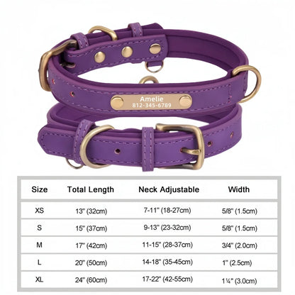 Soft Padded Leather Pet Collar For Small Medium Large Dogs Free Engraved Nameplate