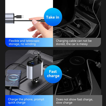 Lighter4 in 1 Car Charger Retractable Car Cigarette Lighter Adapter