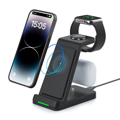 Three-in-one mobile phone wireless charger earphone watch holder