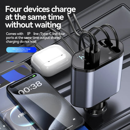 Lighter4 in 1 Car Charger Retractable Car Cigarette Lighter Adapter