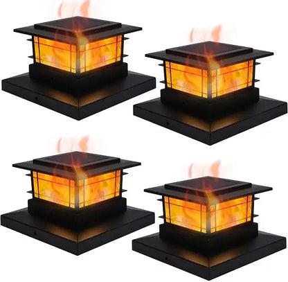 8 Pack Solar Flame Post Outdoor Flickering Flame LED Lighting Decor, Fit 4x4, 5x5 or 6x6Wooden Posts