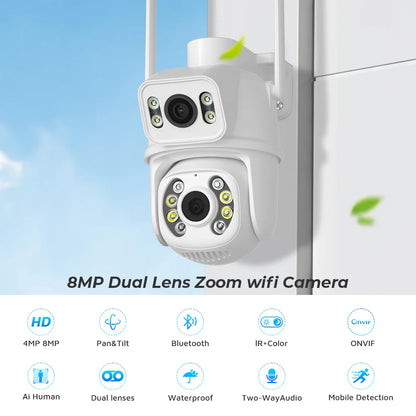 Wifi Security Camera Dual Lens Dual Screens Surveillance Camera