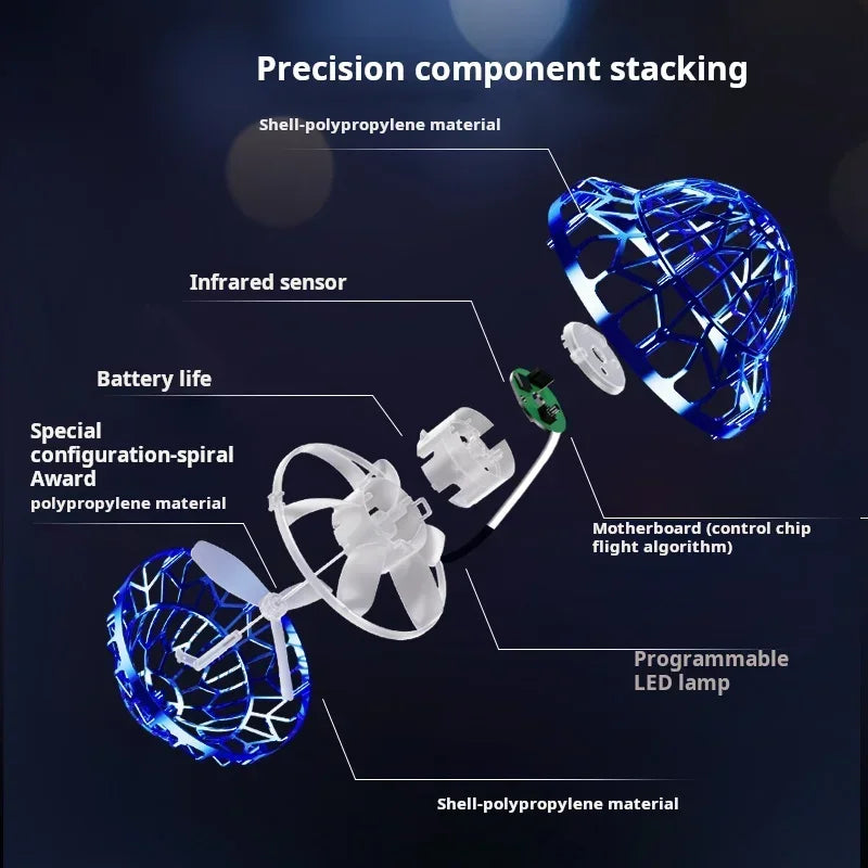 Upgraded Flyball UFO LED Flying Spinner  Boomerang Flyorb Magic Flying Ball Drone