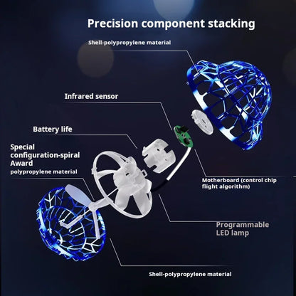 Upgraded Flyball UFO LED Flying Spinner  Boomerang Flyorb Magic Flying Ball Drone