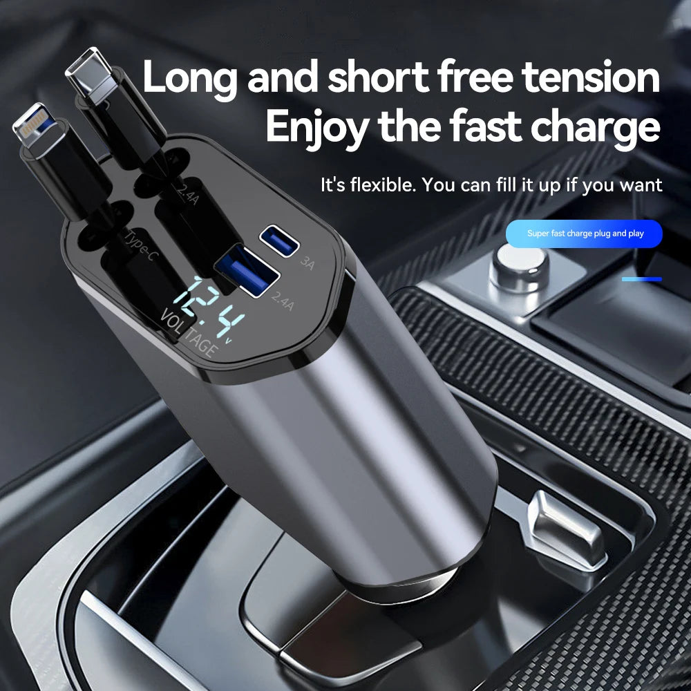 Lighter4 in 1 Car Charger Retractable Car Cigarette Lighter Adapter
